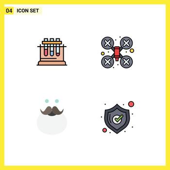 User Interface Pack of 4 Basic Filledline Flat Colors of lab hipster science drone camera santa Editable Vector Design Elements