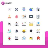 25 User Interface Flat Color Pack of modern Signs and Symbols of bag global sets ecommerce work Editable Vector Design Elements