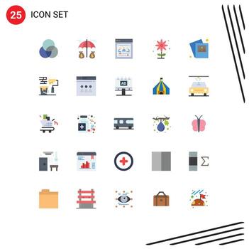 paquete de interfaz de usuario de 25 colores planos básicos de imagen de pincel desarrolladores web galería flor elementos de diseño vectorial editables vector