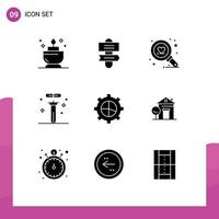 Pictogram Set of 9 Simple Solid Glyphs of building finance search business laboratory Editable Vector Design Elements