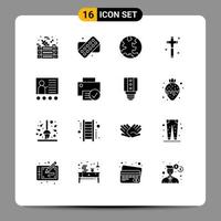 Universal Icon Symbols Group of 16 Modern Solid Glyphs of education blackboard internet easter christian Editable Vector Design Elements