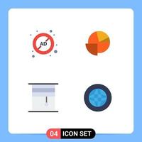 4 Universal Flat Icon Signs Symbols of ad curtain block chart interior Editable Vector Design Elements