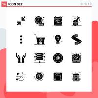 Mobile Interface Solid Glyph Set of 16 Pictograms of ui app event spa game Editable Vector Design Elements