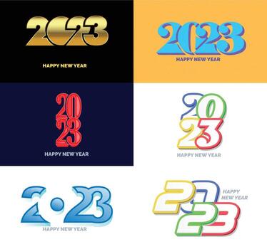 Big Set of 2023 Happy New Year logo text design 2023 number design template vector