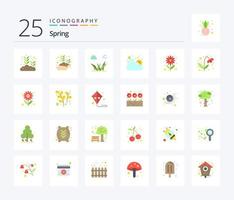 Spring 25 Flat Color icon pack including flower. weather. growing hand. sun. spring vector
