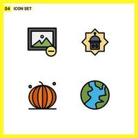 Stock Vector Icon Pack of 4 Line Signs and Symbols for delete halloween mosque islam thanksgiving Editable Vector Design Elements