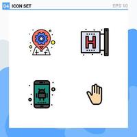 Universal Icon Symbols Group of 4 Modern Filledline Flat Colors of gear health options disease application Editable Vector Design Elements