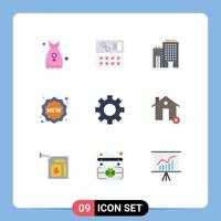 paquete de iconos de vector de stock de 9 signos y símbolos de línea para herramientas engranaje construcción etiqueta de compras elementos de diseño vectorial editables