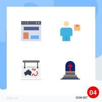 Group of 4 Flat Icons Signs and Symbols for blog layout shipment website body map Editable Vector Design Elements