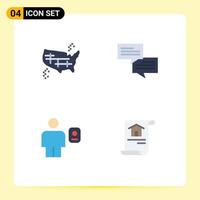 Editable Vector Line Pack of 4 Simple Flat Icons of usa body states communication human Editable Vector Design Elements