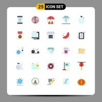 Mobile Interface Flat Color Set of 25 Pictograms of clock present tape gift protection Editable Vector Design Elements