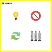 Set of 4 Vector Flat Icons on Grid for bulb reload insight basic repeat Editable Vector Design Elements