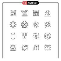 Pictogram Set of 16 Simple Outlines of commitment veg market food carrot Editable Vector Design Elements