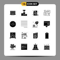 Group of 16 Solid Glyphs Signs and Symbols for dash support goblet messages chart Editable Vector Design Elements