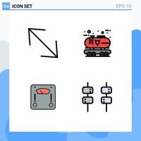 Modern Set of 4 Filledline Flat Colors Pictograph of arrow scale eco oil weight Editable Vector Design Elements