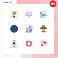 9 Universal Flat Color Signs Symbols of audio circle medical sync globe Editable Vector Design Elements