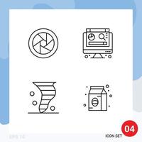 Universal Icon Symbols Group of 4 Modern Filledline Flat Colors of camera accessories weather computer air bean Editable Vector Design Elements