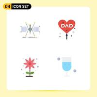 Group of 4 Flat Icons Signs and Symbols for architect love sketch dad farming Editable Vector Design Elements