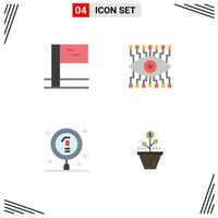 Editable Vector Line Pack of 4 Simple Flat Icons of flag science watch chemical business Editable Vector Design Elements