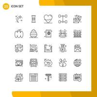 Universal Icon Symbols Group of 25 Modern Lines of glasses email beat vehicles science Editable Vector Design Elements