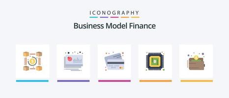 paquete de iconos de finanzas planas 5 que incluye minería. bitcoin financiero. pago. crédito. diseño de iconos creativos vector