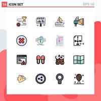 Set of 16 Commercial Flat Color Filled Lines pack for close hardware boat device audio Editable Creative Vector Design Elements