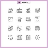 Group of 16 Outlines Signs and Symbols for direction align global seo premium Editable Vector Design Elements