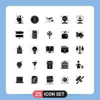 Modern Set of 25 Solid Glyphs and symbols such as location map onward google market Editable Vector Design Elements