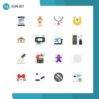 paquete de iconos de vector de stock de 16 signos y símbolos de línea para construir collares de suerte trébol de herradura paquete editable de elementos creativos de diseño de vectores