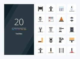 20 Tools Flat Color icon for presentation vector