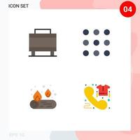 Set of 4 Commercial Flat Icons pack for luggage call call camp direct Editable Vector Design Elements