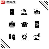 9 iconos creativos signos y símbolos modernos de amor marketing libro en línea estrategia didital elementos de diseño vectorial editables digitales vector
