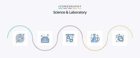 Science Blue 5 Icon Pack Including virus. bacteria. pulley. info. experiment vector