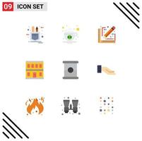 Pack of 9 Modern Flat Colors Signs and Symbols for Web Print Media such as preserves building architect house construction Editable Vector Design Elements