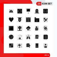 25 Thematic Vector Solid Glyphs and Editable Symbols of tools electricity technology plant technology Editable Vector Design Elements