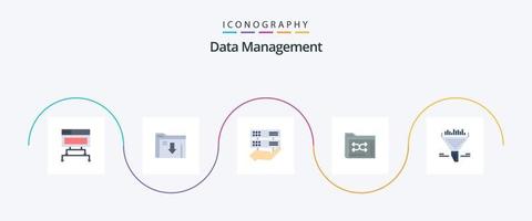 Data Management Flat 5 Icon Pack Including filter. folder. data. files. backup vector