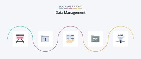 paquete de iconos flat 5 de gestión de datos que incluye filtro. carpeta. datos. archivos respaldo vector