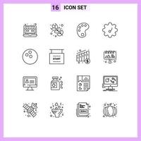 Pictogram Set of 16 Simple Outlines of races flag education sport ball Editable Vector Design Elements