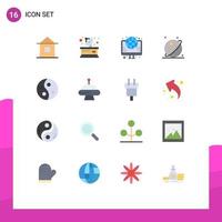 Pictogram Set of 16 Simple Flat Colors of space orbit receiver astronomy web Editable Pack of Creative Vector Design Elements