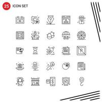 Line Pack of 25 Universal Symbols of shopping password freeform website page Editable Vector Design Elements