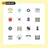 Universal Icon Symbols Group of 16 Modern Flat Colors of fruit apple of recipe eye test Editable Pack of Creative Vector Design Elements