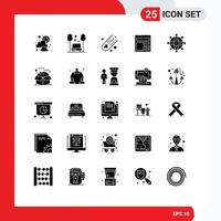 Set of 25 Vector Solid Glyphs on Grid for money business asteroid bank basic Editable Vector Design Elements