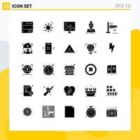 25 User Interface Solid Glyph Pack of modern Signs and Symbols of wind thief modify photographs spy hacker Editable Vector Design Elements