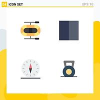 Pack of 4 creative Flat Icons of boat navigation interface gps dumbbell Editable Vector Design Elements