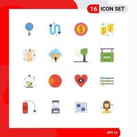 Universal Icon Symbols Group of 16 Modern Flat Colors of upload sale cash discount wheat Editable Pack of Creative Vector Design Elements