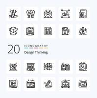 20 Design Thinking Line icon Pack like tutorial book chart editable art vector