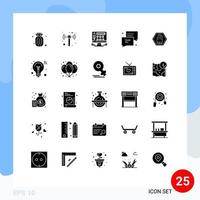 Stock Vector Icon Pack of 25 Line Signs and Symbols for warning sign design hand sms Editable Vector Design Elements