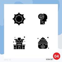 Group of 4 Solid Glyphs Signs and Symbols for baby sauna games home lotus Editable Vector Design Elements