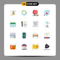 Pictogram Set of 16 Simple Flat Colors of calendar spam activities seo ping Editable Pack of Creative Vector Design Elements