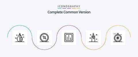 paquete completo de íconos de línea 5 de versión común que incluye luz. Navidad. puntero. vela. informe vector